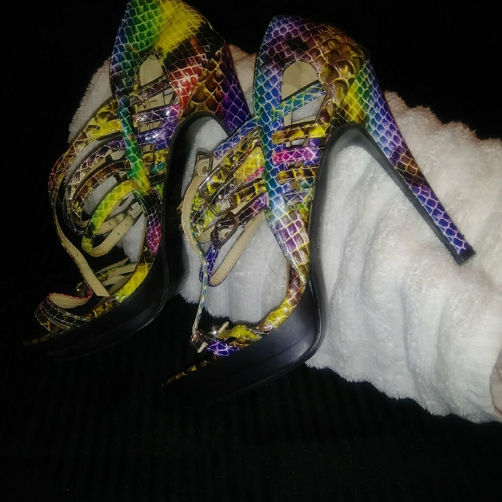 Nadara rainbow strappy heel